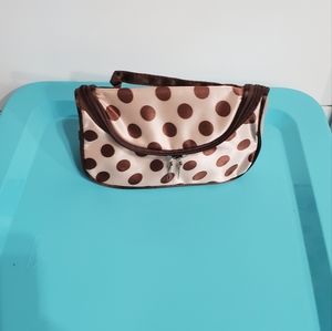 Polka Dot Cosmetic Bag - Brown and Cream